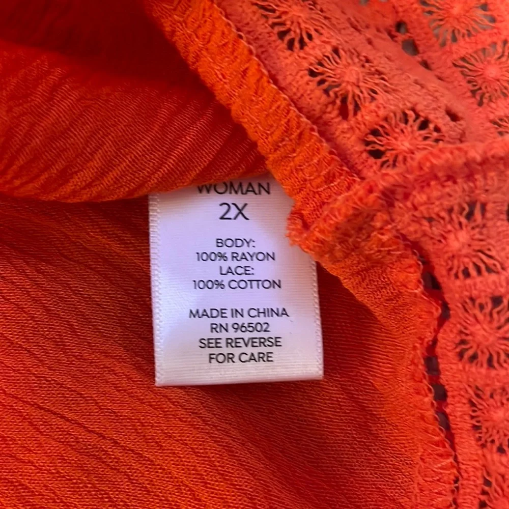 Westport orange 3/4 sleeve blouse with embroidered detail - Picture 7 of 8